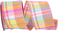 Dupioni Sherbert Plaid Wired Edge Ribbon Multi 2-1/2 Inch