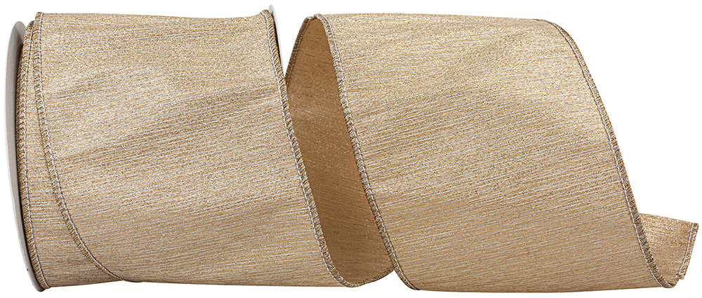 4 Inch Light Sparkle Metallic Striped Wired Edge Ribbon