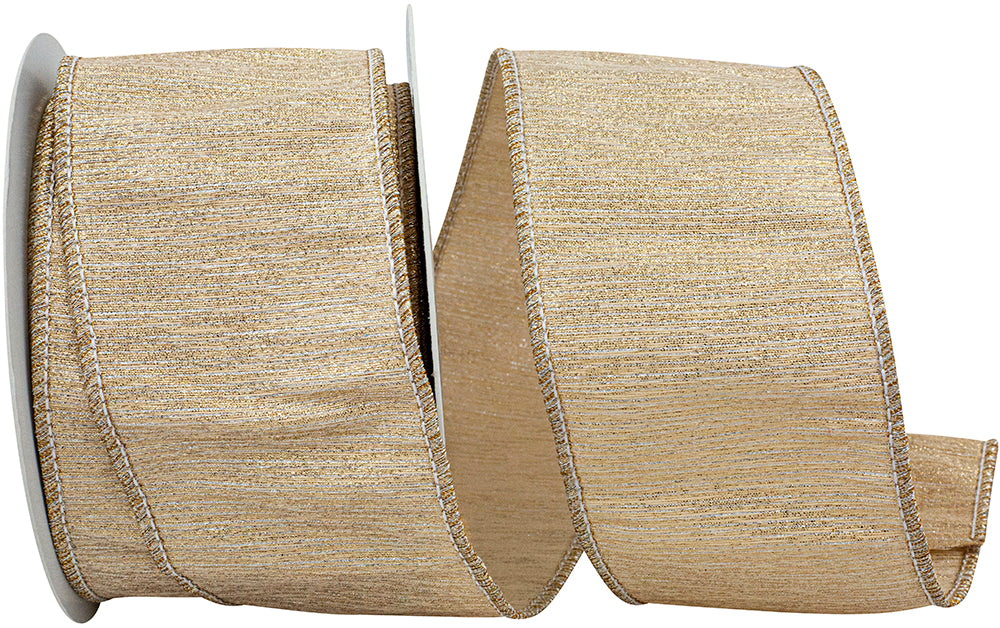Sparkle Metallic Striped Wired Edge Ribbon Light 2-1/2 Inch