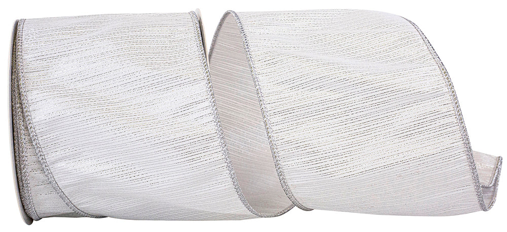 Silver 4 Inch Wired Edge Ribbon for Wreaths and Bows