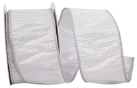 Silver 2-1/2 Inch Metallic Striped Wired Edge Ribbon