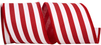 Red White 4 Inch Canvas Wired Edge Ribbon for Wreaths