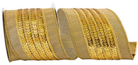 Gold Sequin Wired Edge Ribbon 4 Inch for Wreaths and Bows