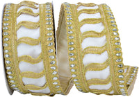 Ivory 2-1 2 Inch Jeweled Trim Elegance Velvet Wired Edge Ribbon for Wreaths & Bows