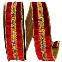 Wine Velvet Luxe Wired Edge Ribbon 1-1/2 Inch for Wreaths