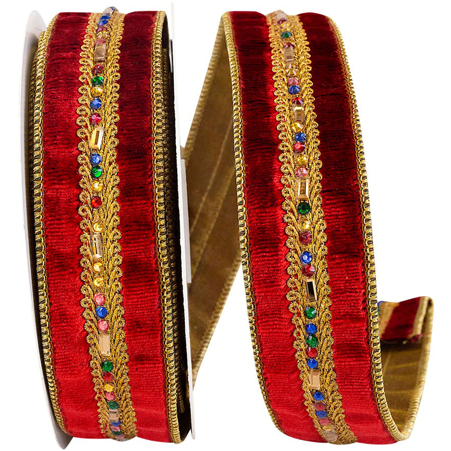 Wine Velvet Luxe Wired Edge Ribbon 1-1/2 Inch for Wreaths