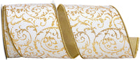 Gold 4 Inch Velvet Wired Edge Glitter Ribbon for Wreaths