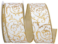 Gold 2-1/2 Inch Glitter Velvet Wired Edge Ribbon