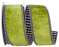Apple Velvet Plush Gingham Wired Edge Ribbon 2-1/2 Inch