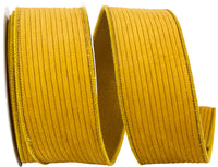 Mustard Corduroy Wired Edge Ribbon 2-1/2 Inch for Wreaths