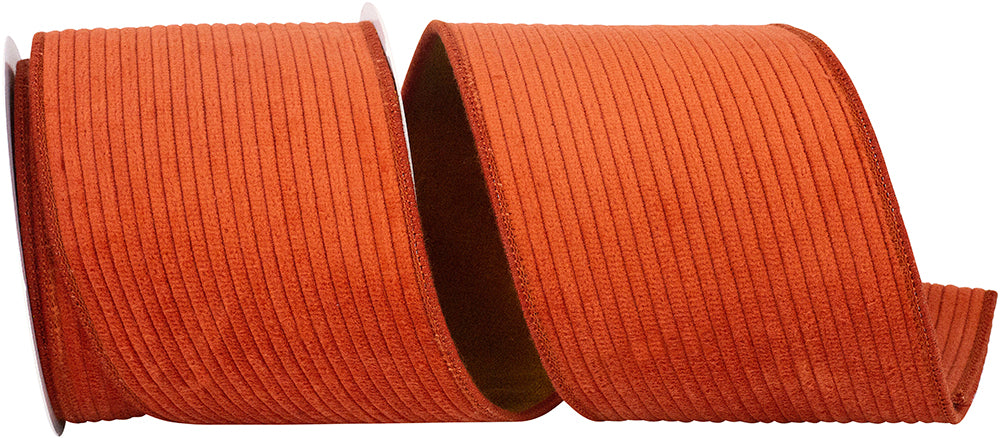Burnt Corduroy Wired Edge Ribbon 4 Inch for Wreaths