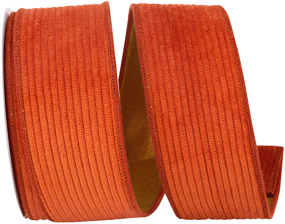 Burnt Corduroy Wired Edge Ribbon 2-1/2 Inch for Bows