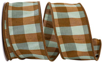 Celadon 2-1 2 Inch Aspen Dupioni Check Wired Edge Ribbon for Wreaths & Bows