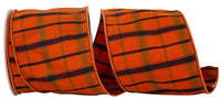Plaid Sunset Twill Wired Edge Ribbon 4 Inch Orange