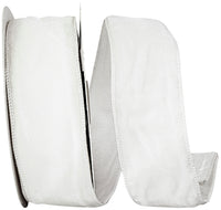 White 2-1 2 Inch Luxe Designer Velvet Plush Tissue Backed Wired Edge Ribbon for Wreaths & Bows