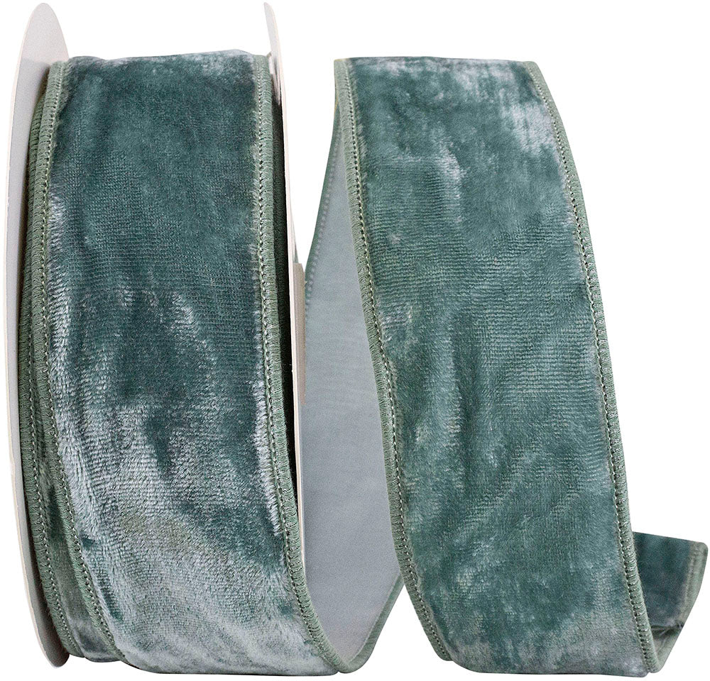 Aqua Velvet Plush Wired Edge Ribbon 2-1/2 Inch 10 Yards