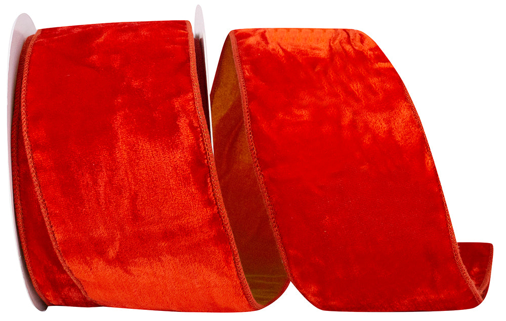 Valeria 4 Inch Luxe Designer Velvet Plush Tissue Backed Wired Edge Ribbon for Wreaths & Bows