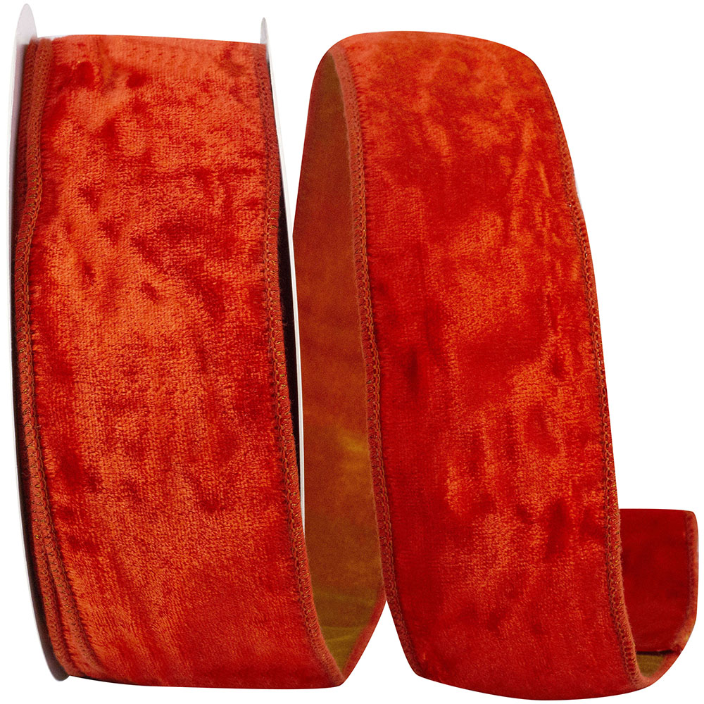 Valeria 2-1 2 Inch Luxe Designer Velvet Plush Tissue Backed Wired Edge Ribbon for Wreaths & Bows