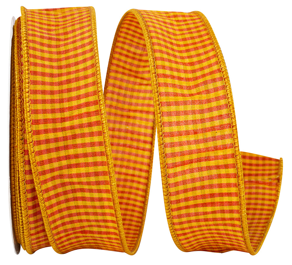 Yellow 1-1 2 Inch Micro Check Tierra Wired Edge Ribbon for Wreaths & Bows