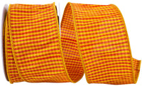 Yellow 2-1 2 Inch Micro Check Tierra Wired Edge Ribbon for Wreaths & Bows