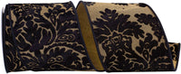 Black 4 Inch Velvet Cutout Deluxe Filigree Dupioni Backed Wired Edge Ribbon for Wreaths & Bows