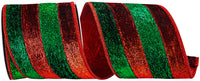 Metallic Frizzle Ribbon 4 Inch Red Green Wired Edge