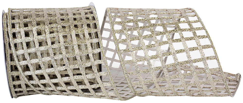 Platinum Metallic Wired Edge Ribbon 4 Inch for Wreaths