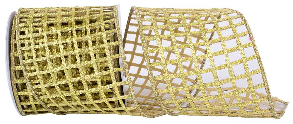 Metallic Wired Edge Ribbon 4 Inch Old Open Mesh 5 Yards