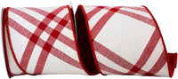 Peppermint Canvas Ribbon 4 Inch White Red Wired Edge