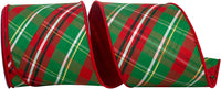 Plaid Dupioni Ribbon Red Green 4 Inch Wired Edge for Bows
