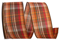 Rust Avery Plaid Tierra Wired Edge Ribbon 2-1/2 Inch