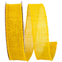 Burlap Sunshine Ribbon Yellow 1-1/2 Inch Wired Edge