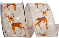 Natural 2-1 2 Inch Deer Mick Wired Edge Ribbon for Wreaths & Bows