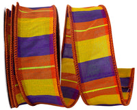 Charlotte Sunset Plaid Dupioni Ribbon Orange Purple 1-1/2 Inch