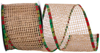 Jute Open Weave Mesh Plaid Ribbon 4 Inch Natural 10Yds