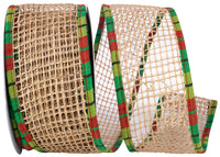 Jute Open Weave Mesh Plaid Ribbon 2-1/2 Inch Natural