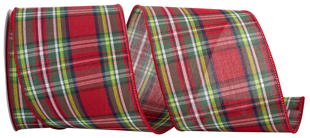 Plaid Classic Canvas Wired Edge Ribbon Red 4 Inch