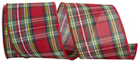 Plaid Classic Canvas Wired Edge Ribbon Red 4 Inch