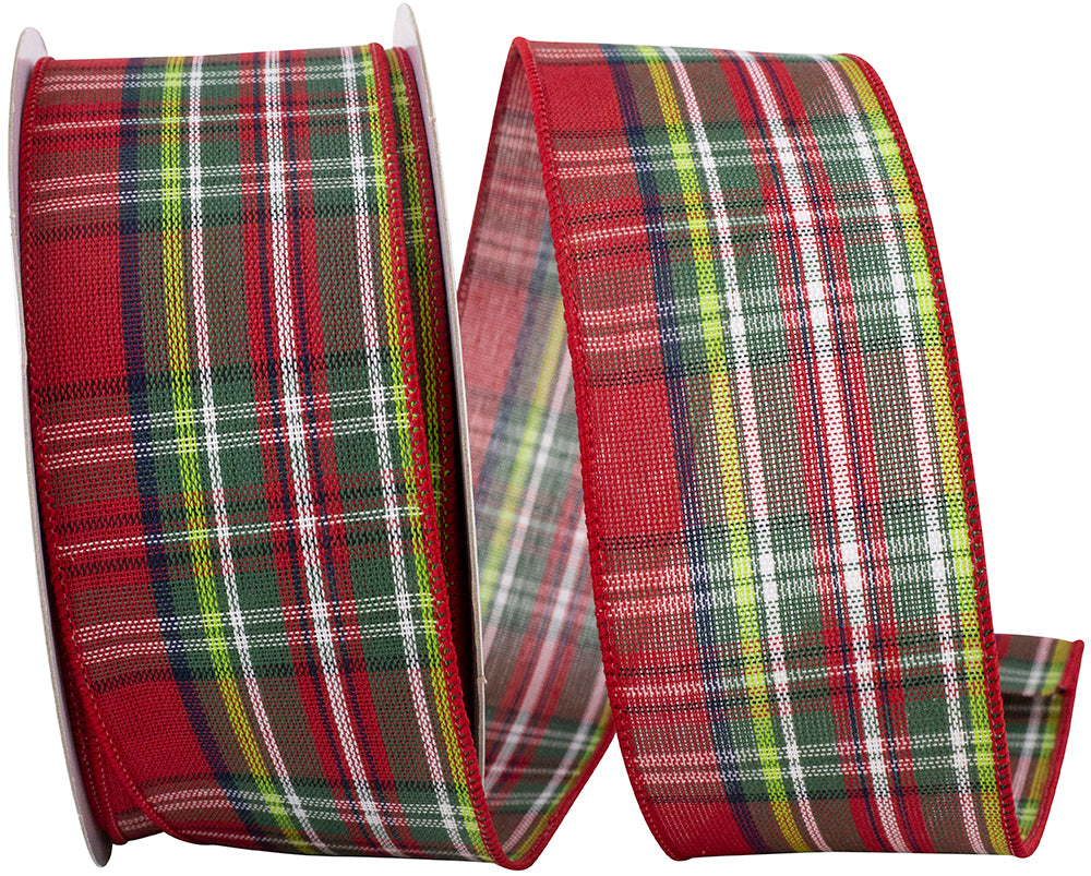 Plaid Classic Canvas Wired Edge Ribbon Red 2-1/2 Inch