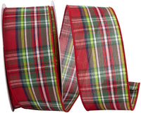Plaid Classic Canvas Wired Edge Ribbon Red 2-1/2 Inch