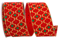 Red Velvet Glitter Jewel Fiesta Wired Edge Ribbon 2-1/2 Inch