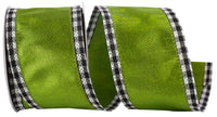 Moss Metallic Deluxe Gingham Wired Edge Ribbon 2-1/2 Inch
