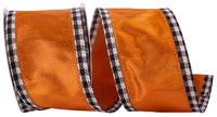 Copper Metallic Gingham Wired Edge Ribbon 2-1/2 Inch