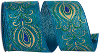 Turquoise 2-1/2 Inch Metallic Wired Edge Ribbon