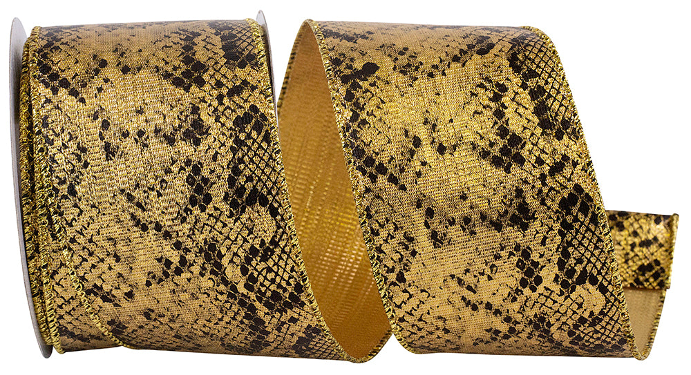 Gold Metallic Wired Edge Ribbon 2-1/2 Inch for Wreaths