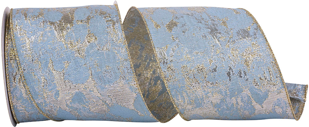 Brocade Metallic Wired Edge Ribbon 4 Inch Light 10 Yards