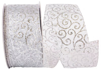Silver 2-1/2 Inch Glitter Sheer Wired Edge Ribbon