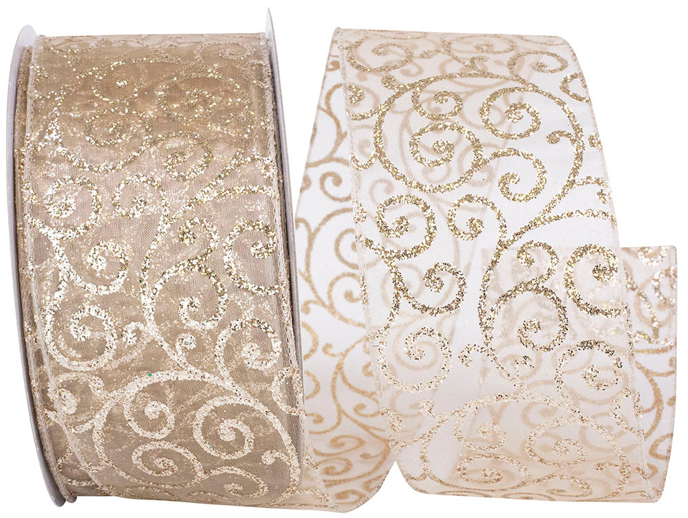 Platinum Sheer Wired Edge Ribbon 2-1/2 Inch for Bows