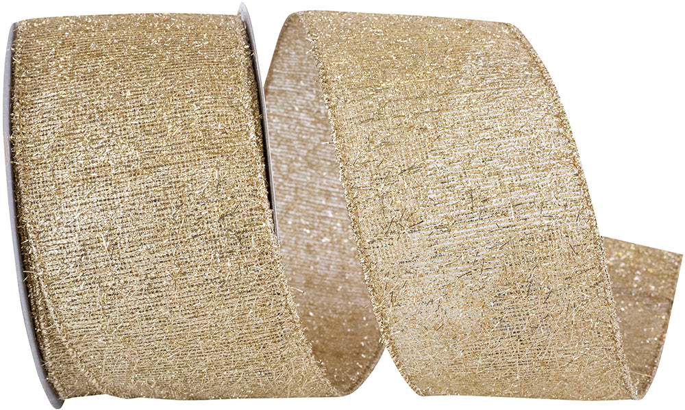 Gold Wired Edge Ribbon 2-1/2 Inch for Wreaths and Bows