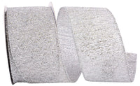 Silver 2-1/2 Inch Wired Edge Metallic Ribbon for Bows